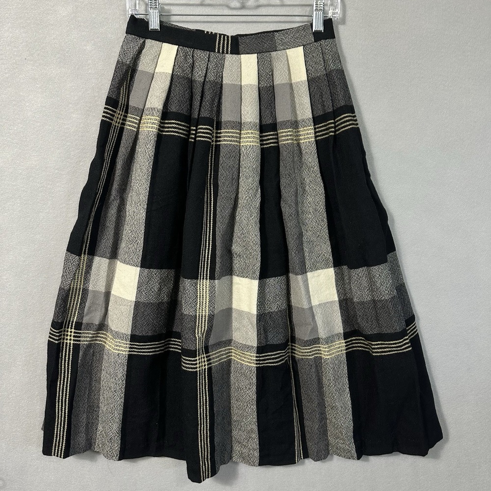 Vtg Jack Winter Tartan Plaid Midi Skirt Wool Preppy Womens 10 Waist 26" READ - Picture 3 of 14
